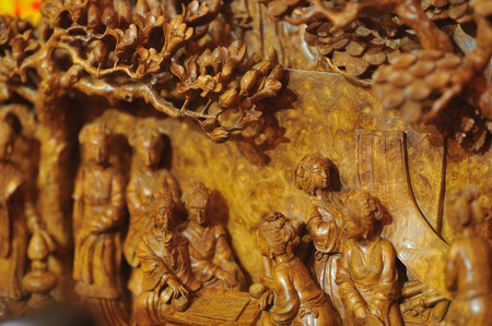 chinese wooden carvingの写真素材