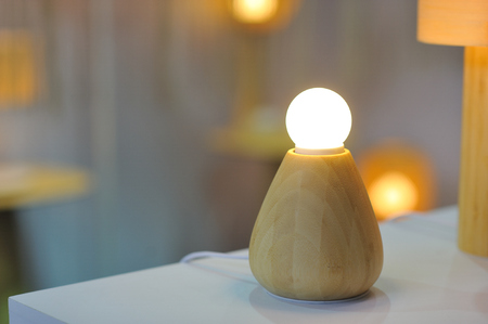 wooden desk lampの写真素材