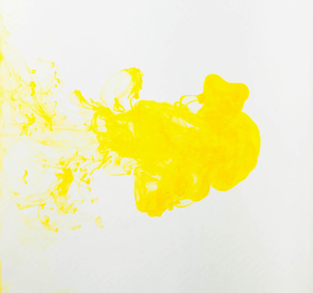 yellow color abstract paint on white background