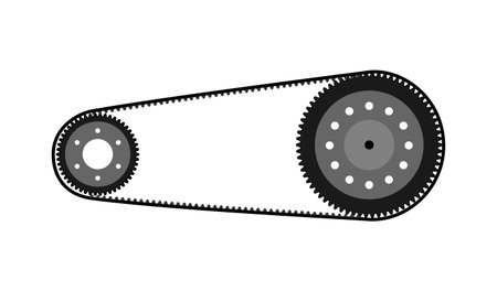 Motorcycle drive belt with sprocket, vector lineのイラスト素材