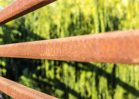 Rusty metal guard railの写真素材