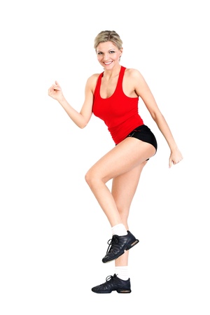  Beautiful, sexy athlete on a white background の写真素材