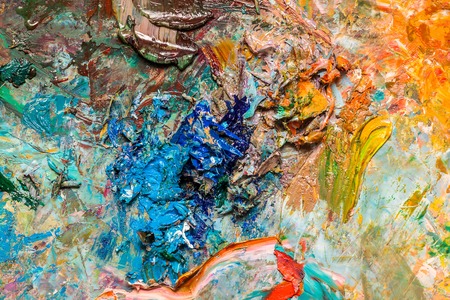 Artist's palette for mixing colors, close up.の写真素材