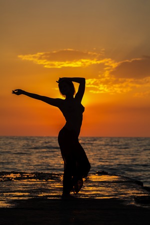 girl at sunsetの写真素材