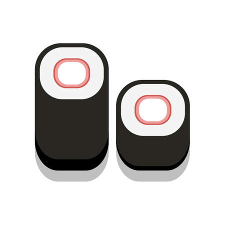 3D flat design style Japanese food : Sushi Imitation crab stick or kanikama maki roll icon isolated on white background illustration in vectorのイラスト素材