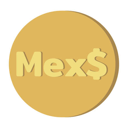 Simple Currency money symbols icon : Mexicoâs Mexican peso Mex$ code MXN gold coin vector illustrationのイラスト素材