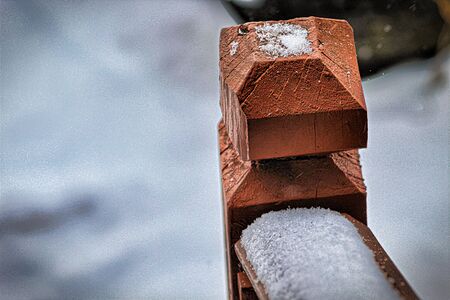 Snow Covered Handrailの写真素材