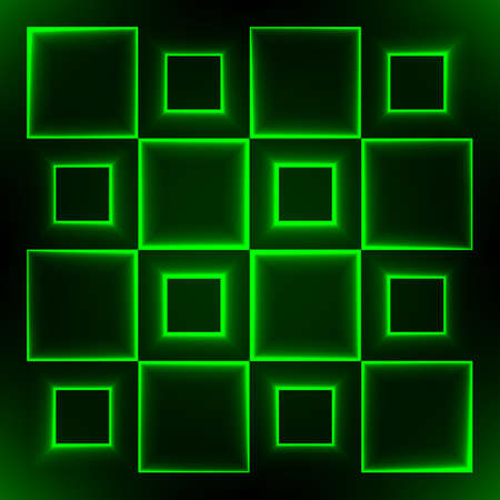 Dark green  Abstract light squares background. Vector illustration. Spot Effect. Neon.のイラスト素材