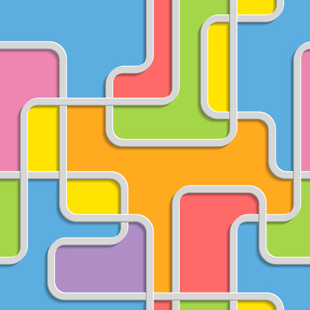 Gray voluminous curved line with a colored seamless patternのイラスト素材