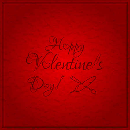 Happy valentines day. Text on red paper background. Vintage styleのイラスト素材
