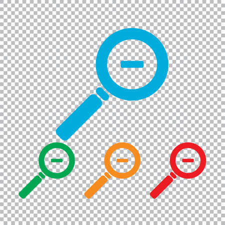Zoom out icon. Color set with transparent gridのイラスト素材