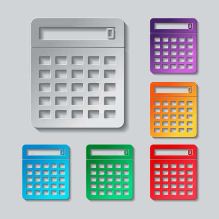 Calculator icon. Paper style colored setのイラスト素材