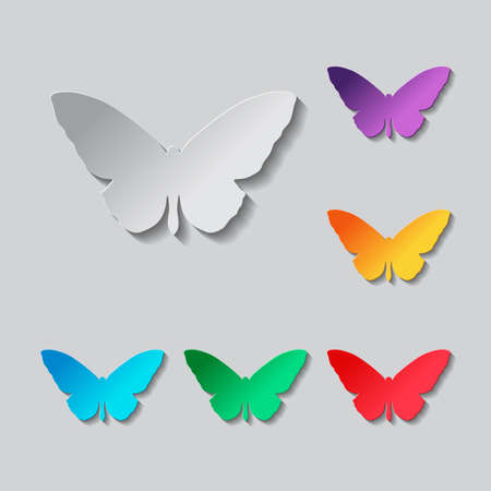 butterfly icon. Paper style colored setのイラスト素材