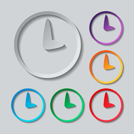 Simple icon of clock. Paper style colored setのイラスト素材