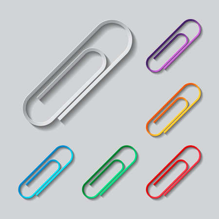 Paper clip icon set. paper design with colored objectsのイラスト素材