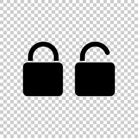 Lock and unlock Icon. Black icon on transparent background.のイラスト素材