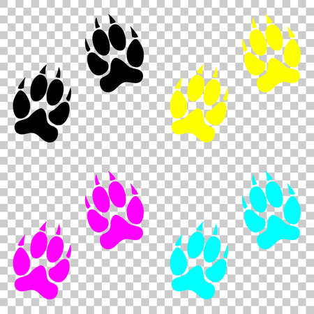 animal tracks icon. Colored set of cmyk icons on transparent background.のイラスト素材
