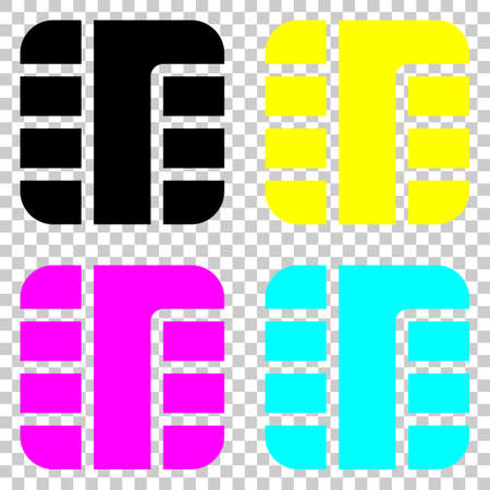 Chip of credit card icon. Colored set of cmyk icons on transparent background.のイラスト素材