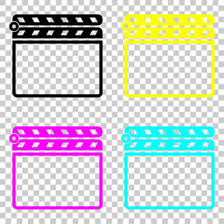 Film clap board cinema close icon. Colored set of cmyk icons on transparent background.のイラスト素材