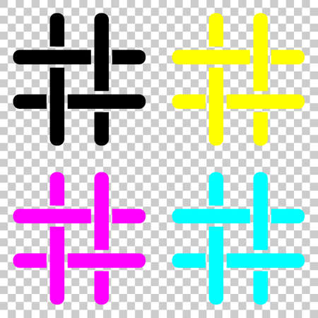 Hashtag icon. Colored set of cmyk icons on transparent background.のイラスト素材