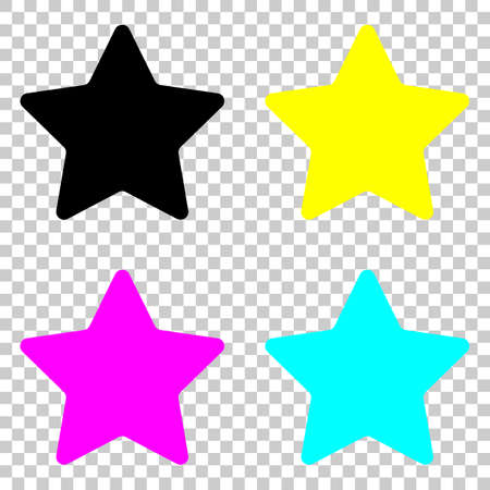 Star icon. Colored set of cmyk icons on transparent background.のイラスト素材