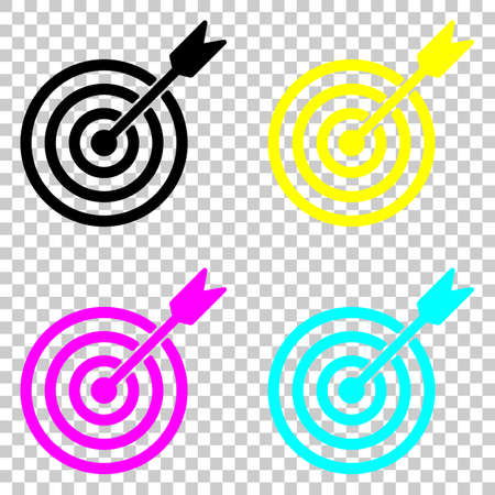 target icon. Colored set of cmyk icons on transparent background.のイラスト素材