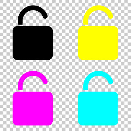 unlock icon. Colored set of cmyk icons on transparent background.のイラスト素材