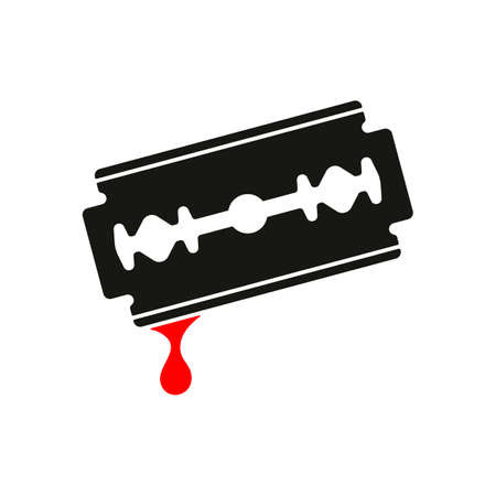 blade with drop of blood. simple silhouetteのイラスト素材