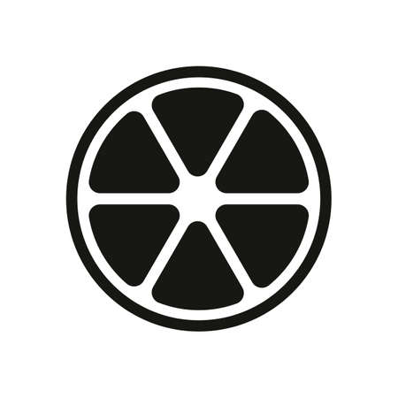 Lemon slice icon in silhouette illustration.のイラスト素材