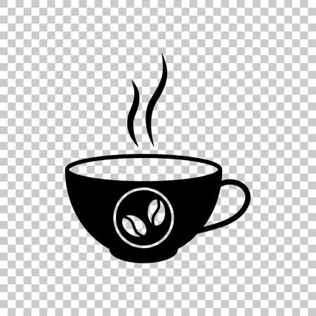 cup of hot coffee icon. On transparent background.のイラスト素材