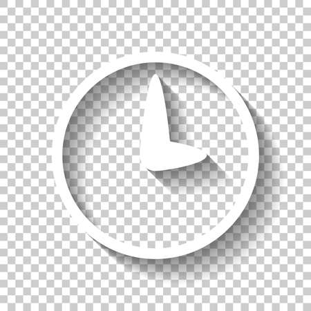 Simple icon of clock. White icon with shadow on transparent backgroundのイラスト素材