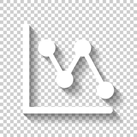 Declining graph line icon. White icon with shadow on transparent backgroundのイラスト素材