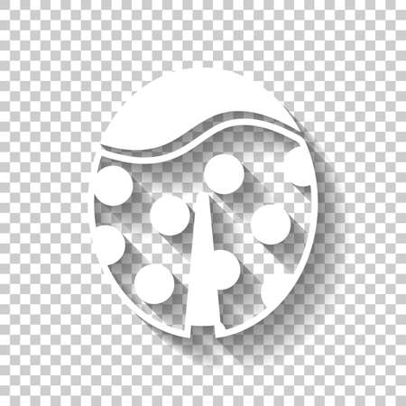 Ladybug icon. White icon with shadow on transparent backgroundのイラスト素材