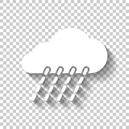 rain, weather icon. White icon with shadow on transparent backgroundのイラスト素材