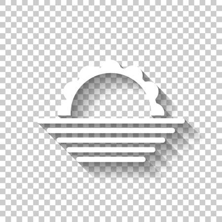 sunrise. simple weather icon. White icon with shadow on transparent backgroundのイラスト素材