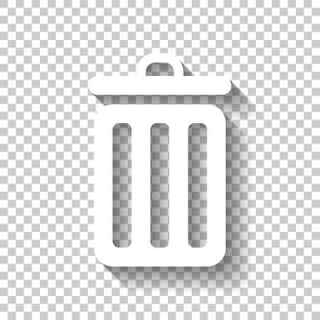 trash bin. simple icon. White icon with shadow on transparent backgroundのイラスト素材