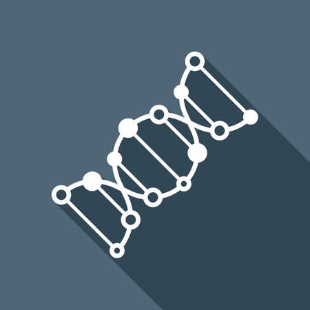 DNA icon. White flat icon with long shadow on backgroundのイラスト素材