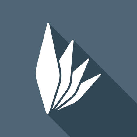 leaf bamboo. simple silhouette. White flat icon with long shadow on backgroundのイラスト素材