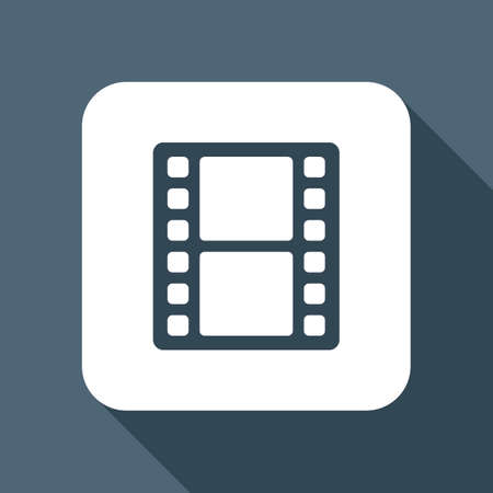 A tv with movie strip. White flat icon with long shadow on backgroundのイラスト素材