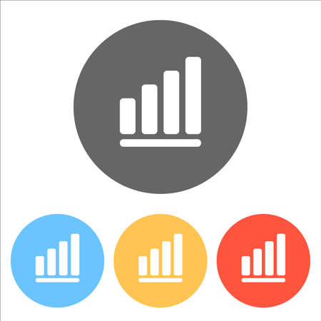 Growing graph line icon. Set of white icons on colored circles.のイラスト素材