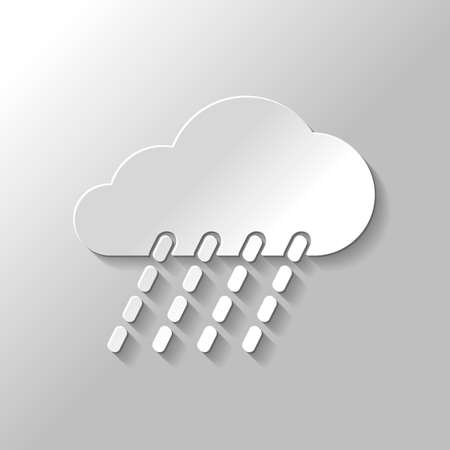 Rain, weather icon in Paper style with shadow on gray background.のイラスト素材