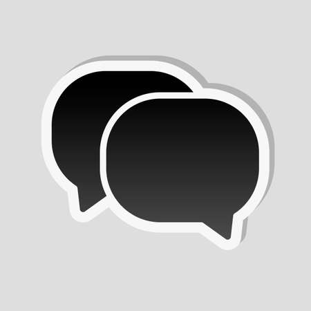 A chat icon Sticker style with white border and simple shadow on gray backgroundのイラスト素材