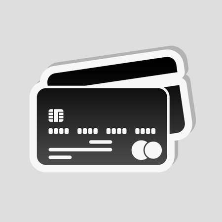 credit card icon. Sticker style with white border and simple shadow on gray backgroundのイラスト素材