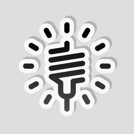 Led lamp icon. Sticker style with white border and simple shadow on gray backgroundのイラスト素材