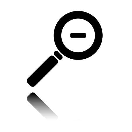 Zoom out icon. Black icon with mirror reflection on white background.のイラスト素材