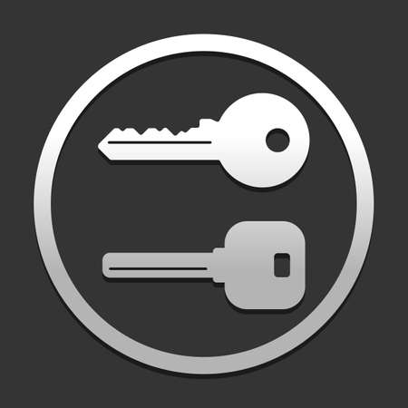 Keys icons set in circle on dark background with simple shadowのイラスト素材