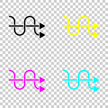crossed arrows. simple silhouette. Colored set of cmyk icons on transparent backgroundのイラスト素材