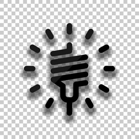 led lamp icon. Black glass icon with soft shadow on transparent backgroundのイラスト素材