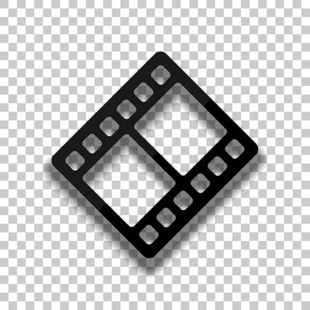 movie strip. simple silhouette. Black glass icon with soft shadow on transparent backgroundのイラスト素材
