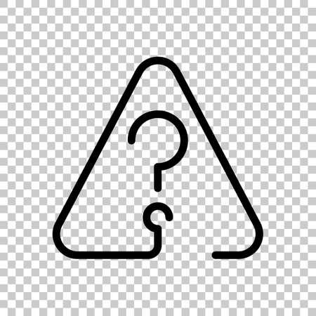 Question mark in warning triangle. Linear icon with thin outline. One line style. On transparent background.のイラスト素材